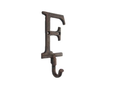 Cast Iron Letter F Alphabet Wall Hook 6" (Finish: Rustic Copper)