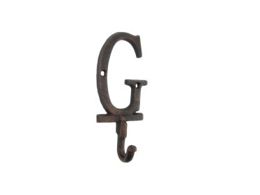 Cast Iron Letter G Alphabet Wall Hook 6" (Finish: Rustic Copper)