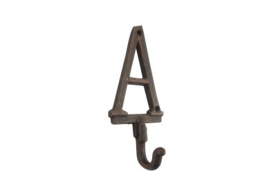 Cast Iron Letter A Alphabet Wall Hook 6" (Finish: Rustic Copper)