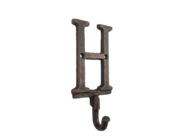 Cast Iron Letter H Alphabet Wall Hook 6" (Finish: Rustic Copper)