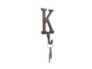 Cast Iron Letter K Alphabet Wall Hook 6"