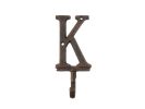Cast Iron Letter K Alphabet Wall Hook 6"