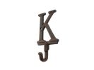 Cast Iron Letter K Alphabet Wall Hook 6"