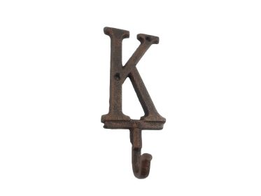 Cast Iron Letter K Alphabet Wall Hook 6" (Finish: Rustic Copper)