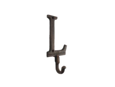 Cast Iron Letter L Alphabet Wall Hook 6" (Finish: Rustic Copper)
