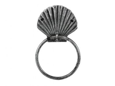 Cast Iron Seashell Towel Holder 8.5" (Finish: Antique Silver)