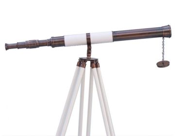 Admirals Floor Standing Telescope 60" (Finish: Antique Copper/White Leather)