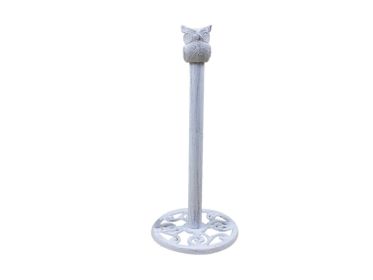 Cast Iron Sitting Owl Bathroom Extra Toilet Paper Stand 16" (Finish: Whitewashed)