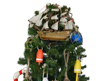 Wooden Model Ship Christmas Tree Topper Decoration (Model: HMS Victory)