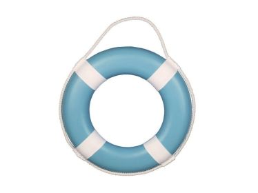 Decorative Lifering 15" (Color: Light Blue / White Bands)