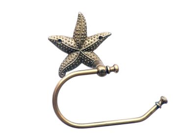 Cast Iron Starfish Hand Towel Holder 10" (Finish: Antique Brass)