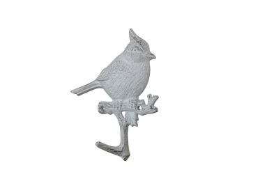 Cast Iron Baltimore Oriole Sitting on a Tree Branch Decorative Metal Wall Hook 6.5" (Finish: Whitewashed)