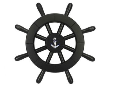 Decorative Ship Wheel with Anchor (style: 12" Black)