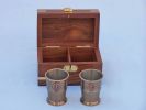 Anchor Shot Glasses With Rosewood Box 4" - Set of 2