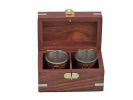 Anchor Shot Glasses With Rosewood Box 4" - Set of 2