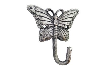 Cast Iron Butterfly Hook 6" (Finish: Rustic Silver)