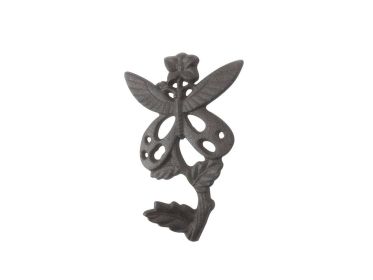 Cast Iron Butterfly on a Branch Decorative Metal Wall Hook 6.5" (Finish: Cast Iron)