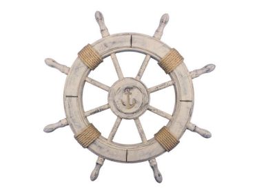 Decorative Ship Wheel with Anchor (style: 24" Rustic)