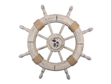 Decorative Ship Wheel with Seagull (style: 24" Rustic)