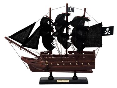 Wooden Caribbean Pirate Ship Model (style: 12" Black Sails)