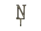 Cast Iron Letter N Alphabet Wall Hook 6"