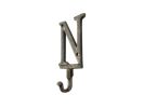 Cast Iron Letter N Alphabet Wall Hook 6"