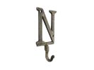 Cast Iron Letter N Alphabet Wall Hook 6"