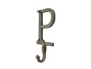 Cast Iron Letter P Alphabet Wall Hook 6"