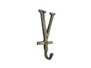 Cast Iron Letter V Alphabet Wall Hook 6"