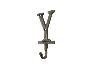 Cast Iron Letter Y Alphabet Wall Hook 6" (Finish: Rustic Gold)