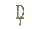 Cast Iron Letter D Alphabet Wall Hook 6"