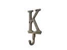 Cast Iron Letter K Alphabet Wall Hook 6"