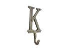 Cast Iron Letter K Alphabet Wall Hook 6"