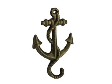 Cast Iron Anchor with Rope Hook 5" (Finish: Rustic Gold)