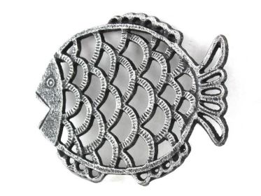 Cast Iron Big Fish Trivet 8" (Finish: Antique Silver)