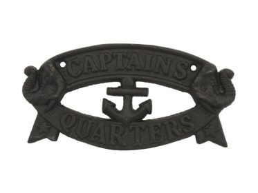 Cast Iron Captains Quarters Sign 8" (Finish: Rustic Black)