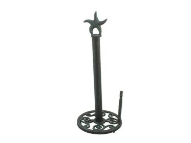 Cast Iron Starfish Paper Towel Holder 15" (Finish: Seaworn Blue)