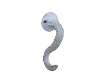 Cast Iron Octopus Tentacle Decorative Metal Wall Hook 4.5" (Finish: Whitewashed)