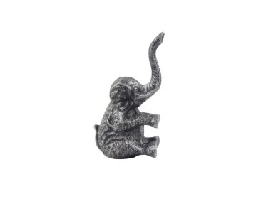 Cast Iron Elephant Metal Door Stop 8" (Finish: Rustic Silver)