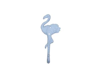 Cast Iron Wall Mounted Decorative Metal Flamingo Hook 8" (Finish: Whitewashed)