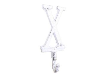 Cast Iron Letter X Alphabet Wall Hook 6" (Finish: Whitewashed)