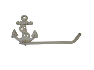 Cast Iron Anchor Toilet Paper Holder 10" (Finish: Aged White)