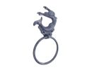 Cast Iron Decorative Arching Mermaid Towel Holder 9"