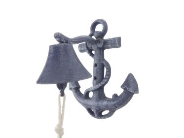 Cast Iron Wall Mounted Anchor Bell 8" (Finish: Dark Blue)