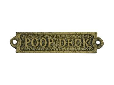 Cast Iron Poop Deck Sign 6" (Finish: Rustic Gold)