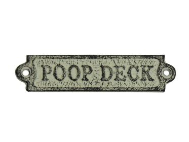 Cast Iron Poop Deck Sign 6" (Finish: Whitewashed)