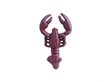 Cast Iron Decorative Wall Mounted Lobster Hook 5" (Finish: Vintage Red Whitewashed)