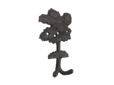 Cast Iron Oak Tree Decorative Metal Wall Hooks 6.5" (Finish: Cast Iron)