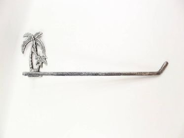 Cast Iron Palm Tree Wall Mounted Paper Towel Holder 17" (Finish: Rustic Silver)