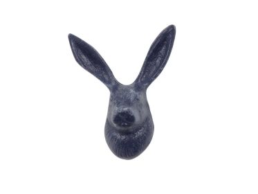 Cast Iron Decorative Rabbit Hook 5" (Finish: Rustic Dark Blue)